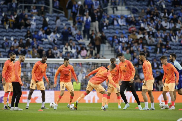 Tottenham loanee Sergio Reguilon warms up with Atletico Madrid