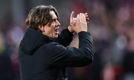 Brentford manager Thomas Frank celebrates win over Fulham