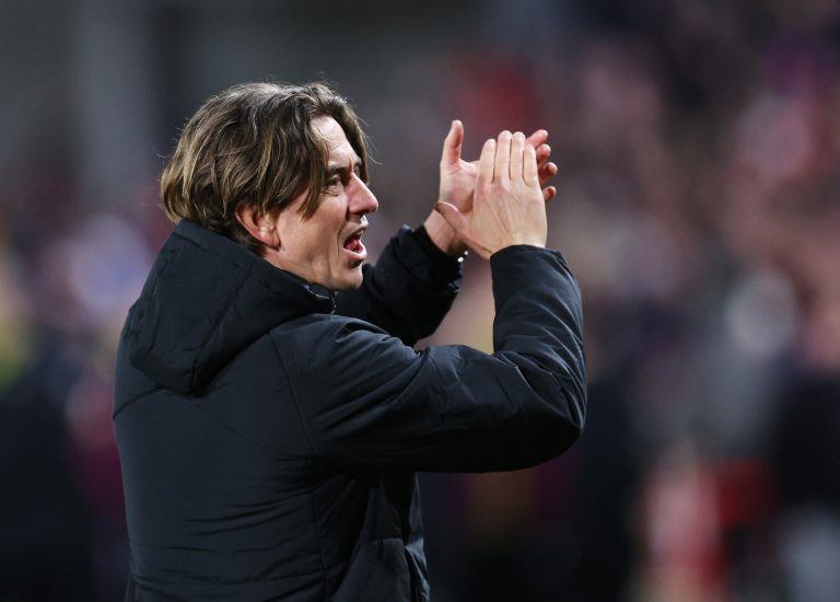 Brentford manager Thomas Frank celebrates win over Fulham