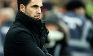 Mikel Arteta on the touchline