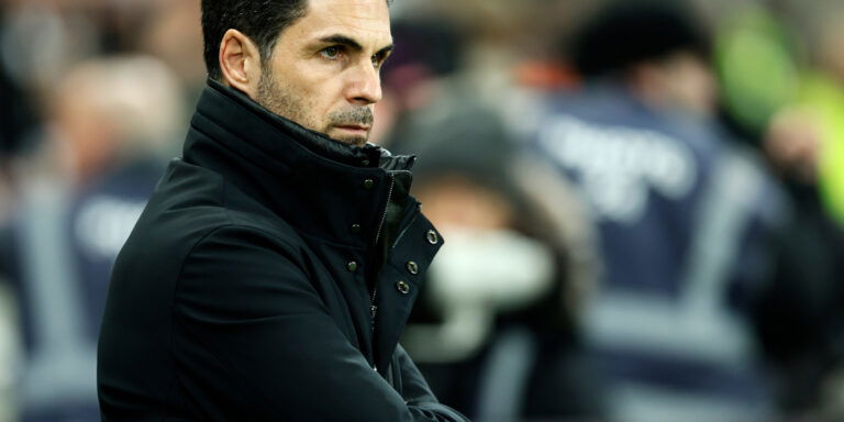 Mikel Arteta on the touchline