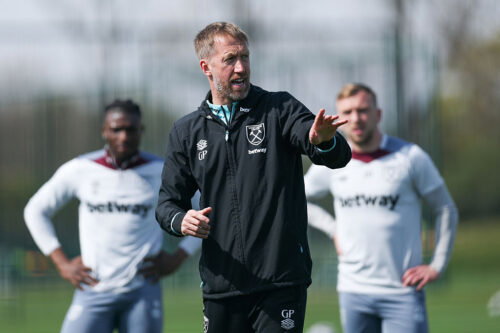 Graham Potter takes West Ham training