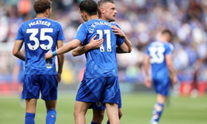 Leicester players.