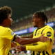 Borussia Dortmund's Jamie Gittens and Karim Adeyemi. (REUTERS/Yves Herman)