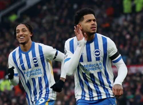 Georginio Rutter, Joao Pedro. (REUTERS/Lee Smith)