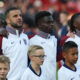 England's Kyle Walker, Bukayo Saka and Eberechi Eze. (REUTERS/Paul Childs)