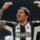 Sandro Tonali celebrates scoring a goal for Newcastle.