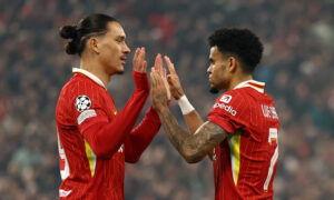 Liverpool's Luis Diaz and Darwin Nunez. (REUTERS/Molly Darlington)