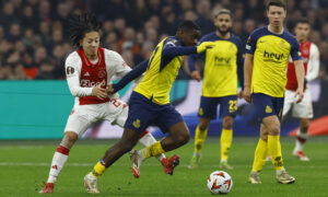 Union Saint-Gilloise's Noah Sadiki in action. (REUTERS/Piroschka Van De Wouw)