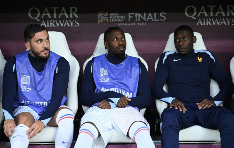 Rayan Cherki, Marcus Thuram Randal Kolo Muani. (REUTERS/Annegret Hilse)