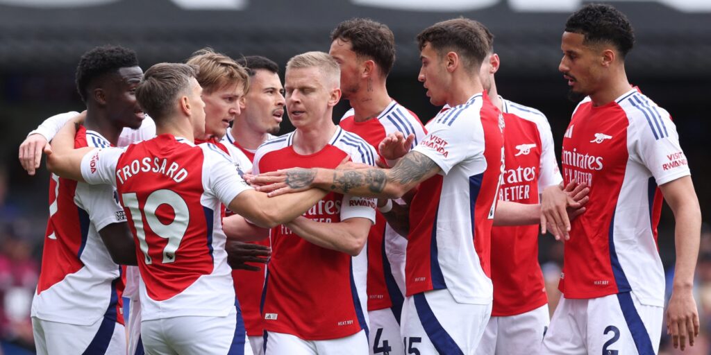 Arsenal celebrate a goal in the Premier League.