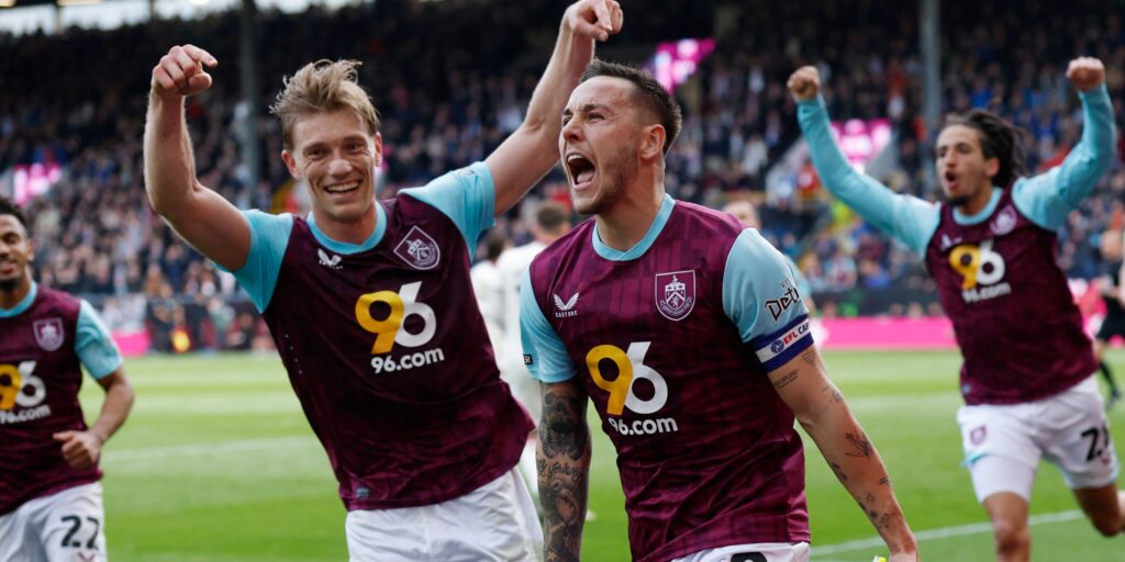 Burnley celebrate a goal in the Championship.