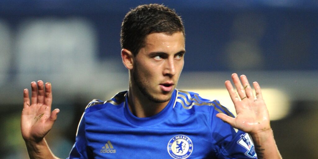Eden Hazard playing for Chelsea.