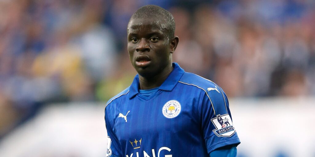 N'Golo Kante playing for Leicester City.
