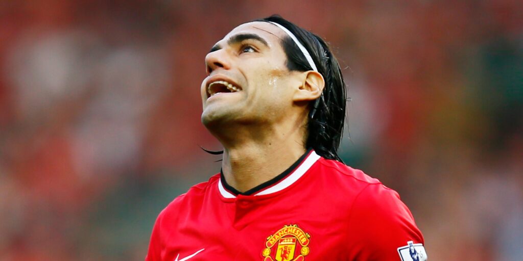 Radamel Falcao playing for Manchester United.