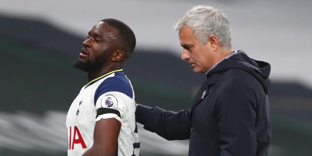 Tanguy Ndombele playing for Tottenham Hotspur.