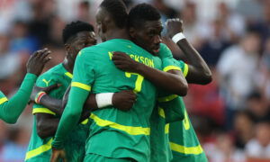 Senegal's Ismaila Sarr and Nicolas Jackson. (Reuters/Paul Childs)