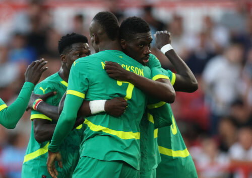 Senegal's Ismaila Sarr and Nicolas Jackson. (Reuters/Paul Childs)
