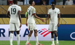 Tyrique George and Josh Acheampong. (REUTERS/Lee Smith)