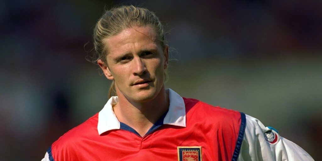 Midfielder Emmanuel Petit during a match for Arsenal.