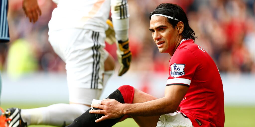 Manchester United forward Radamel Falcao during a Premier League match.