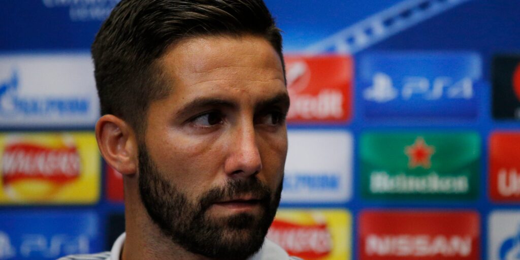 Joao Moutinho during a Champions League press conference for Monaco.