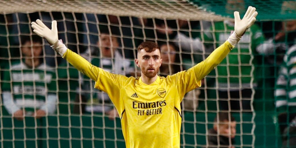 Arsenal goalkeeper Matt Turner during a Europa League game.