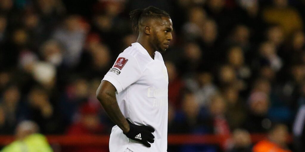 Arsenal defender Nuno Tavares during an FA Cup match.