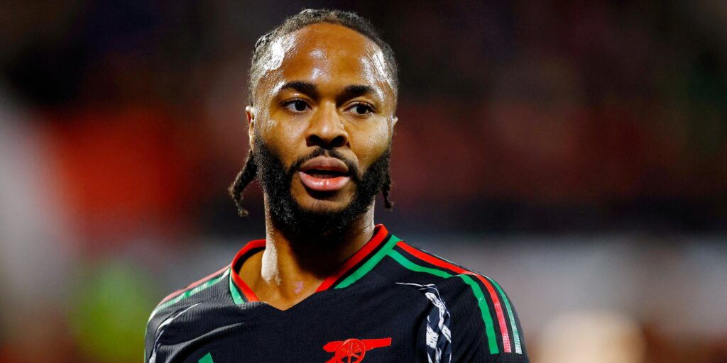 Arsenal forward Raheem Sterling during a Champions League game.