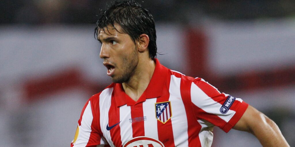 Sergio Aguero playing for Atletico Madrid.