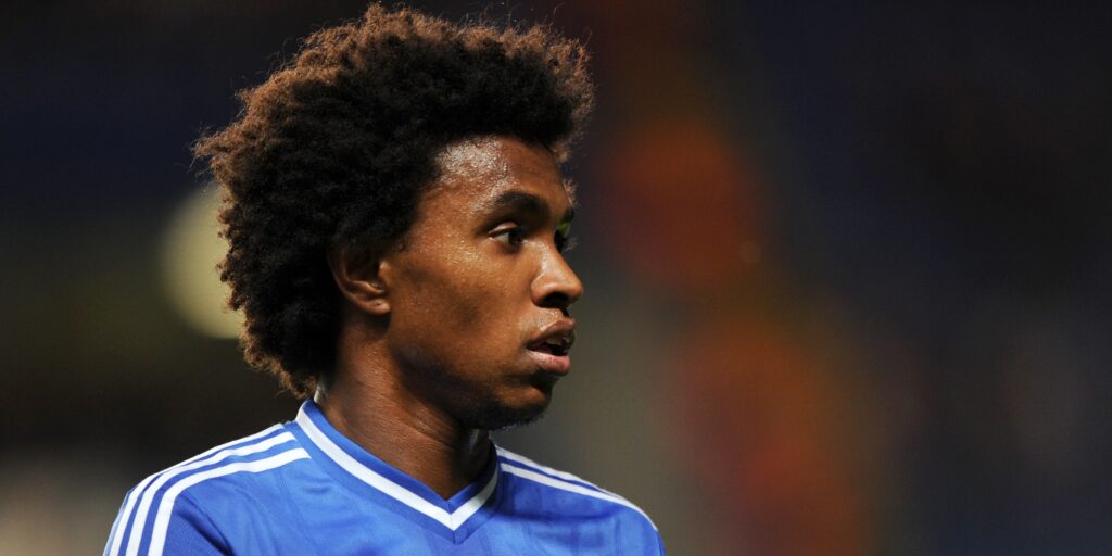 Chelsea's Willian playing during a Champions League match.