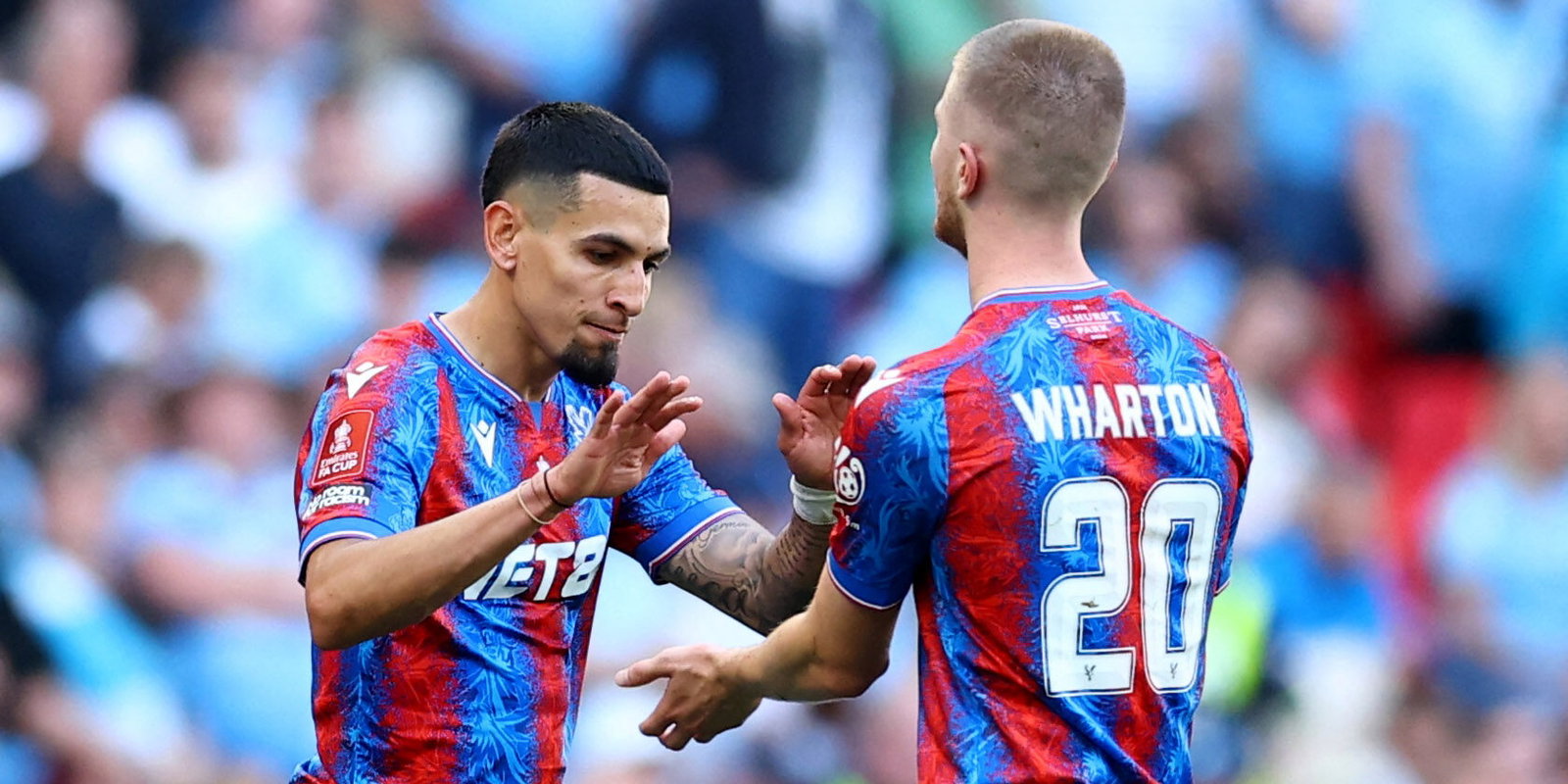 Crystal Palace's Adam Wharton and Daniel Munoz. (Getty)