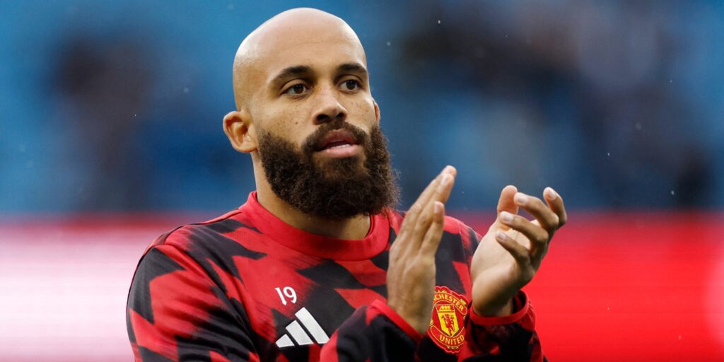 Man Utd forward Bryan Mbeumo before a Premier League match.