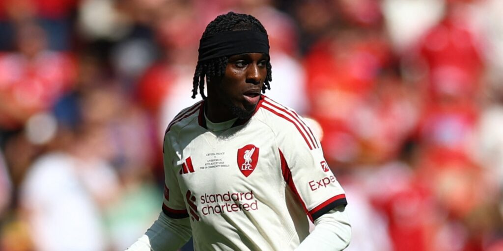 Liverpool defender Jeremie Frimpong during the Community Shield final.