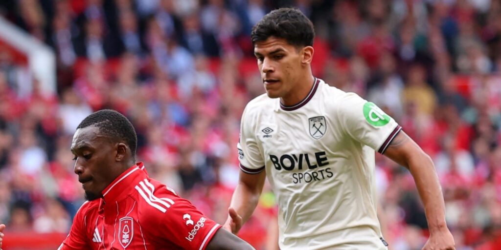 West Ham's Mateus Fernandes in action during a Premier League game.