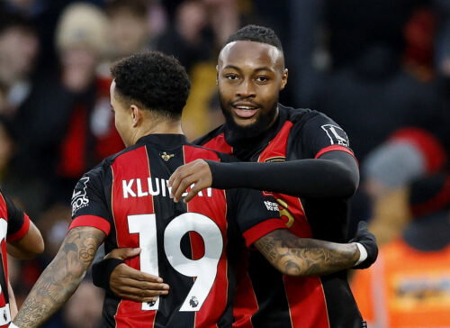Bournemouth's Antoine Semenyo and Justin Kluivert. (Reuters/Peter Cziborra)
