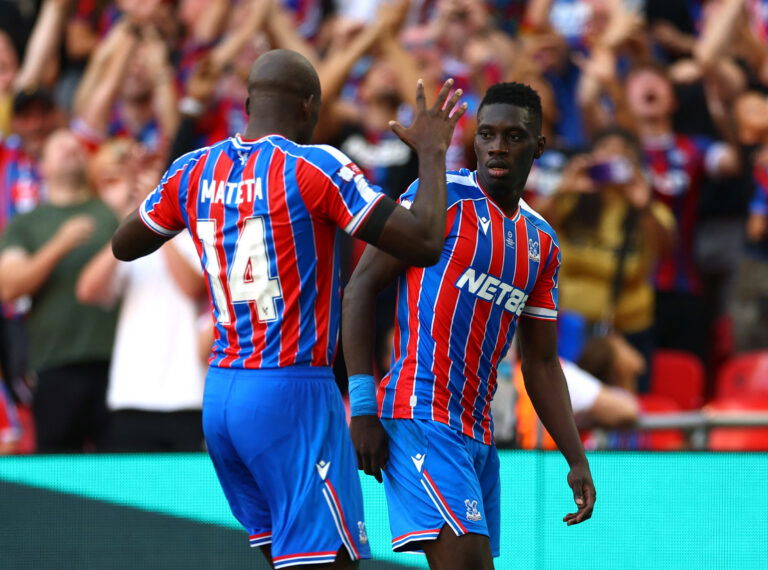 Crystal Palace's Ismaila Sarr and Jean-Philippe Mateta. (Reuters/Matthew Childs)