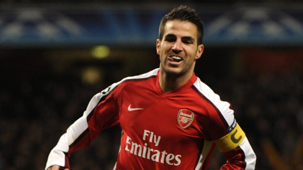 Arsenal midfielder Cesc Fabregas celebrates during a match.