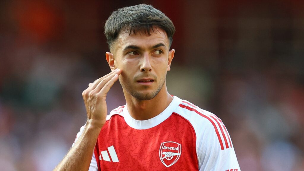 Arsenal midfielder Martin Zubimendi during a match.