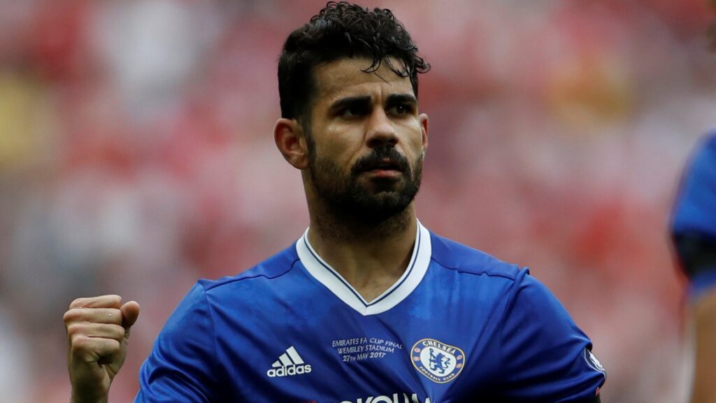 Chelsea striker Diego Costa celebrates during a match.