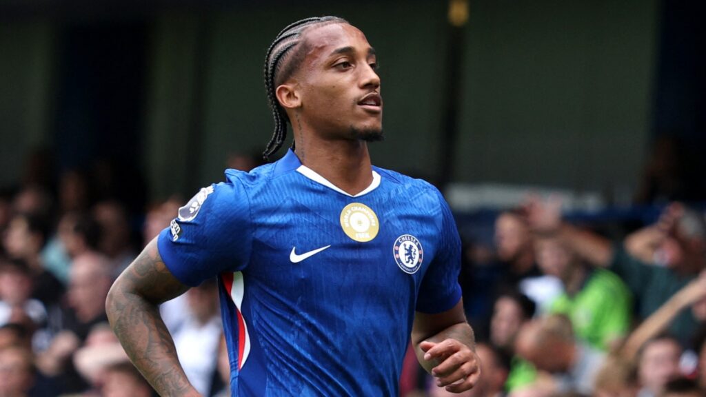 Chelsea striker Joao Pedro celebrates during a match.