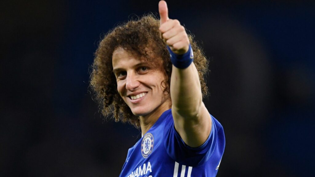 Chelsea defender David Luiz celebrates during a match.