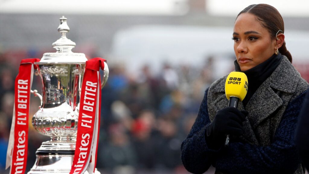 Alex Scott presenting FA Cup coverage for BBC Sport.