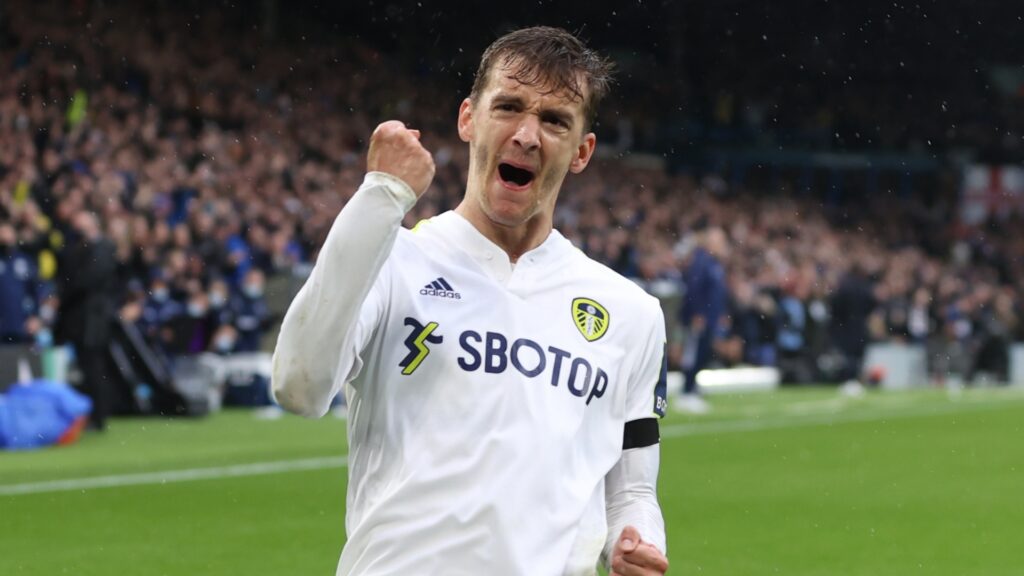 Leeds United defender Diego Llorente during a Premier League match.
