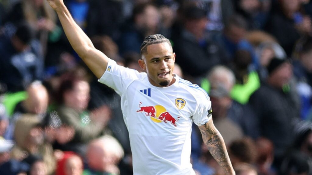 Leeds United forward Noah Okafor during a Premier League match.