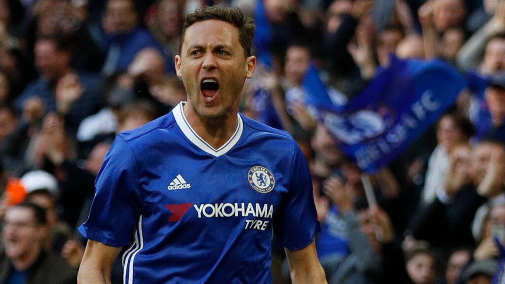 Chelsea midfielder Nemanja Matic celebrates during a match.