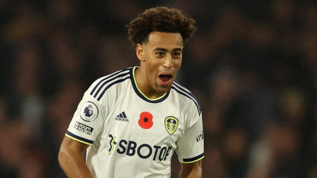 Leeds United midfielder Tyler Adams during a Premier League match.