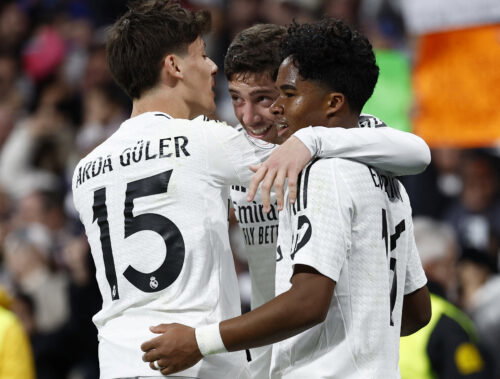 Real Madrid's Federico Valverde, Endrick and Arda Guler. (REUTERS/Juan Medina)