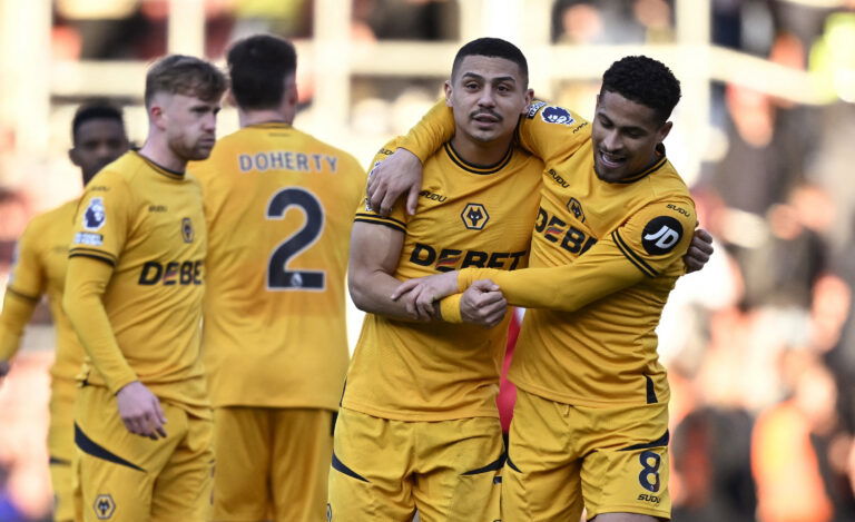 Wolverhampton Wanderers' Andre and Joao Gomes. (REUTERS/Tony O Brien)