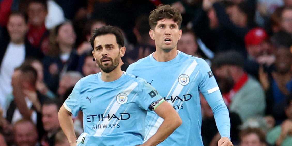 Manchester City's John Stones and Bernardo Silva. (Getty)